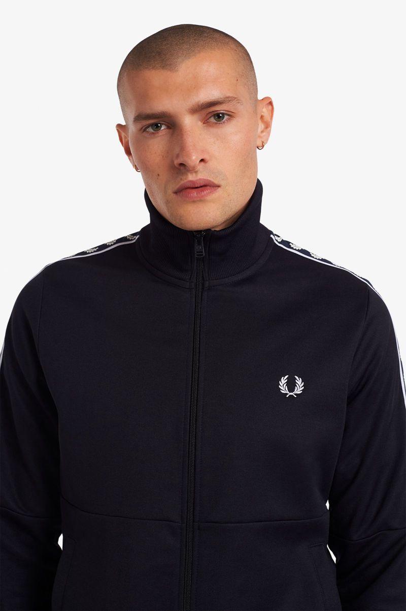 Navy Fred Perry Panelled Taped Track Men's Jackets | PH 1223GSOL